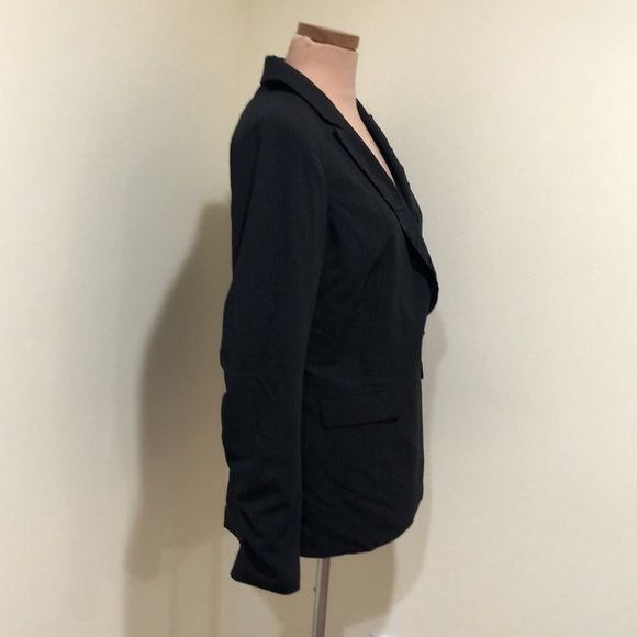 CAbi Blazer Size 6 Black Tan Striped Ruched Jacket - Picture 4 of 11